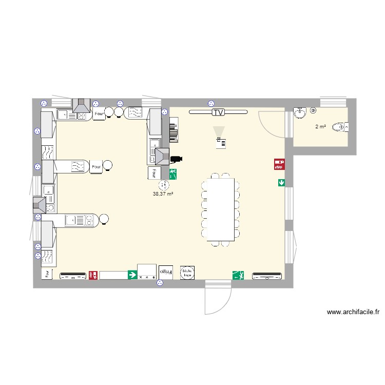 Plan 4 Cuisines Collective Par Yxmina ArchiFacile Plan 4 Cuisines Collective Par Yxmina ArchiFacile