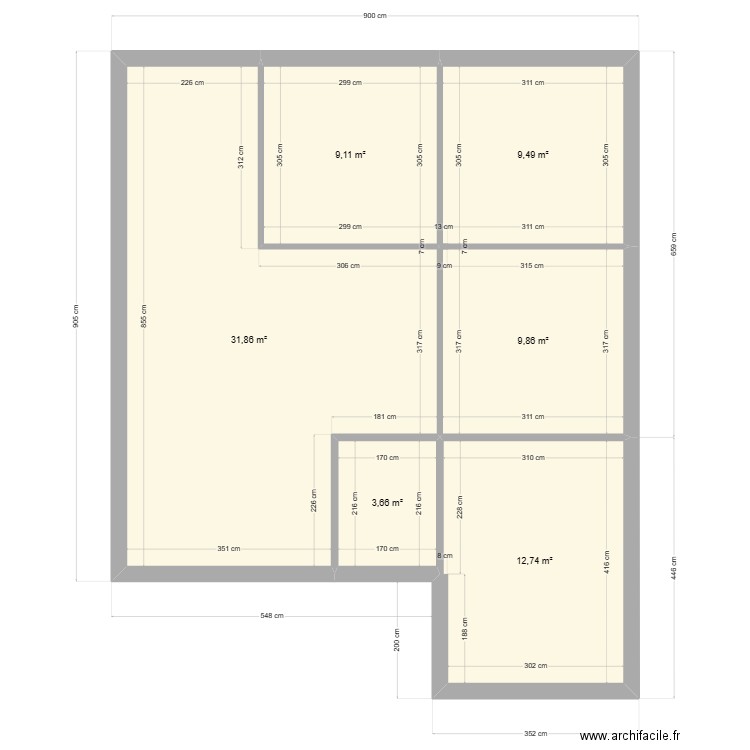 plan4. Plan de 6 pièces et 77 m2