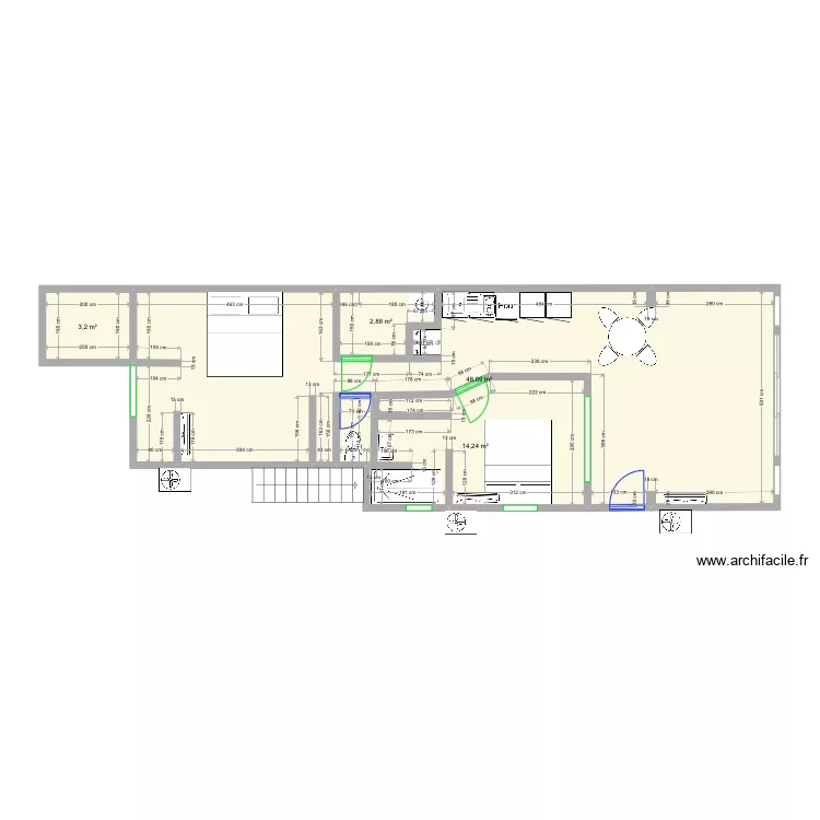 1090 test Bain buanderie. Plan de 