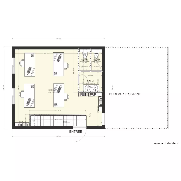 BUREAUX MEZZANINE BARUS . Plan de 