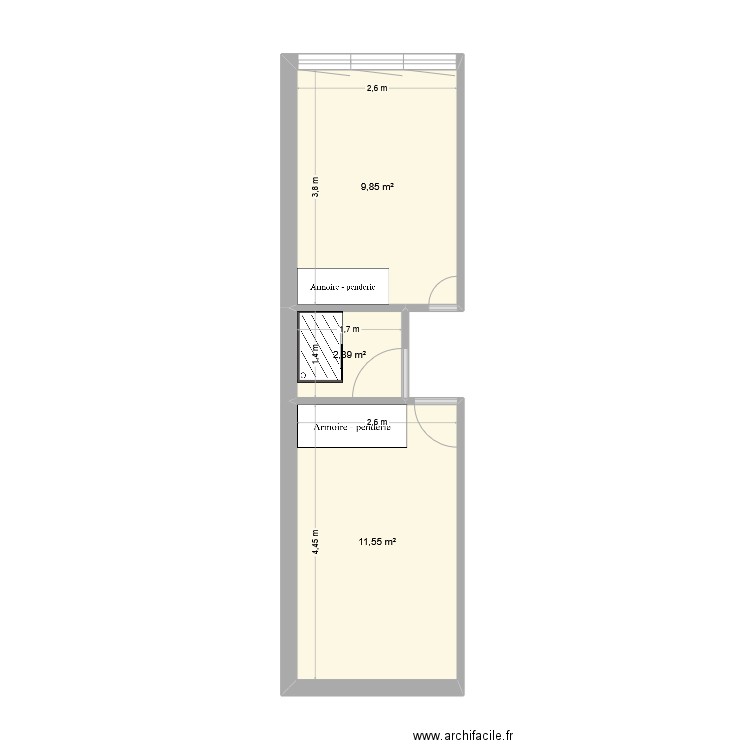 appart PESSAC 2. Plan de 3 pièces et 24 m2