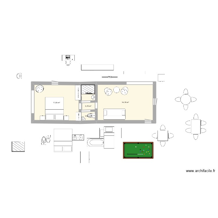 annexe kermouster. Plan de 5 pièces et 30 m2