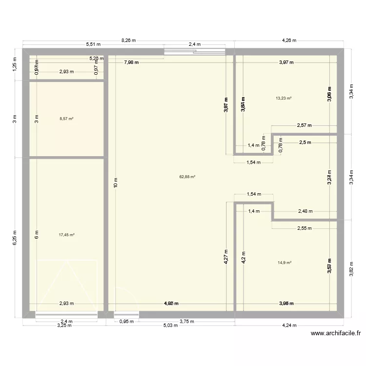 maison2. Plan de 5  et 117 m²