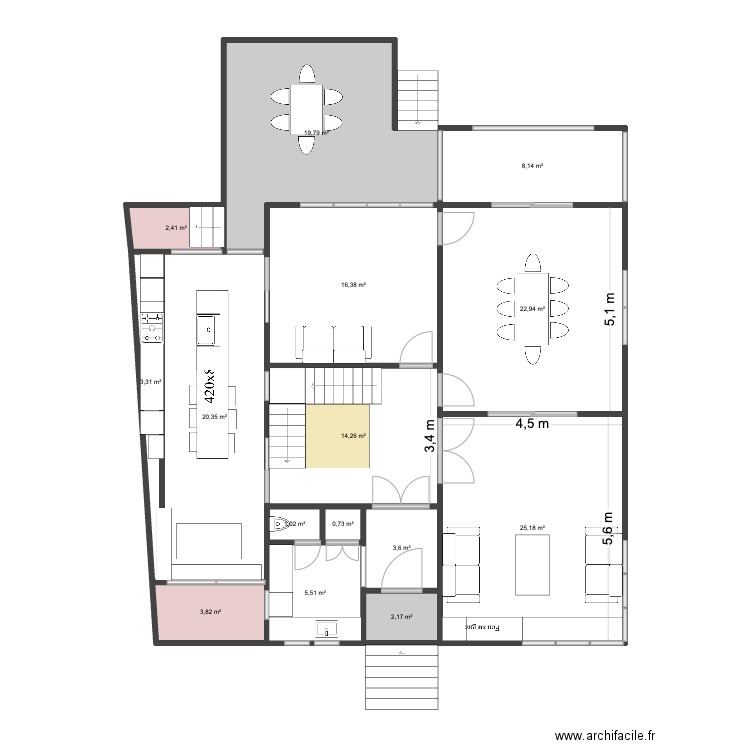 Raquette rez Def. Plan de 15 pièces et 150 m2