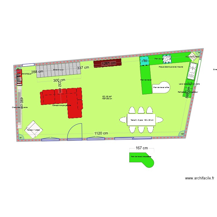 maison43. Plan de 1 pièce et 63 m2