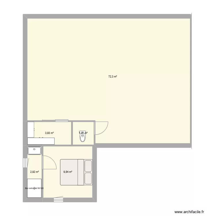 RDC Alex. Plan de 5 Pièces et 91 m²