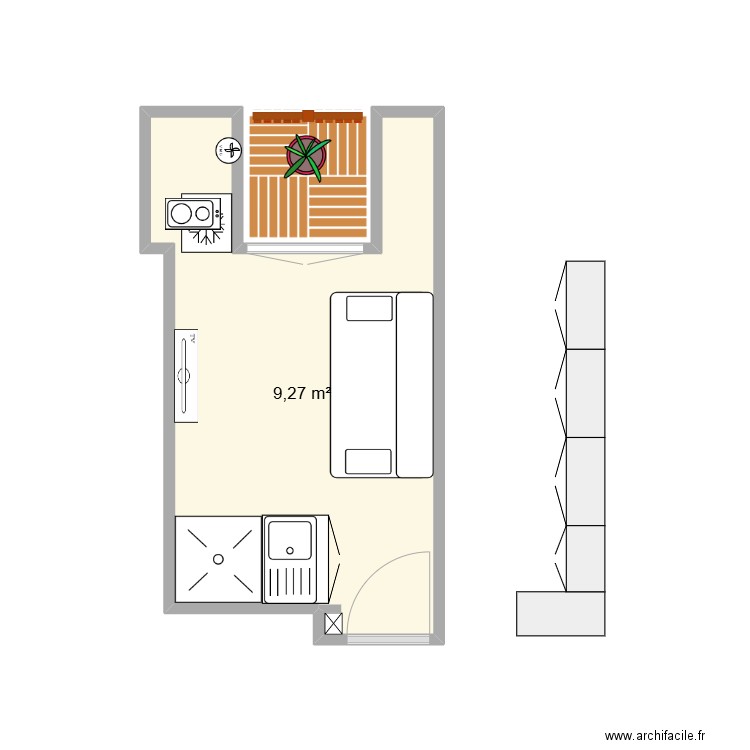 Transop. Faubourg.St. Denis. Plan de 1 pièce et 9 m2