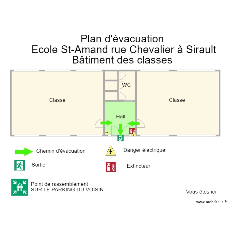 St Amand Chevalier classes. Plan de 7 pièces et 116 m2