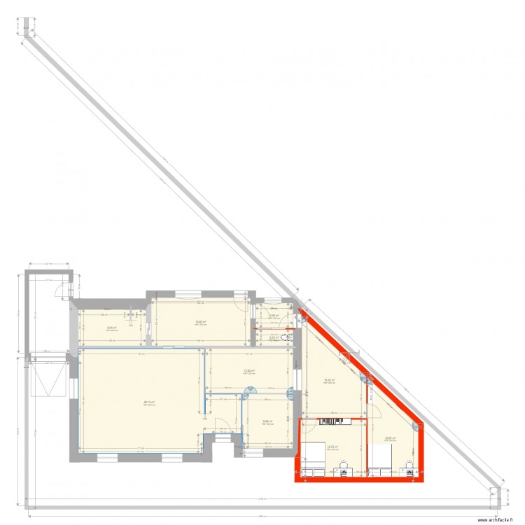 Extension 40m2. Plan de 0 pièce et 0 m2