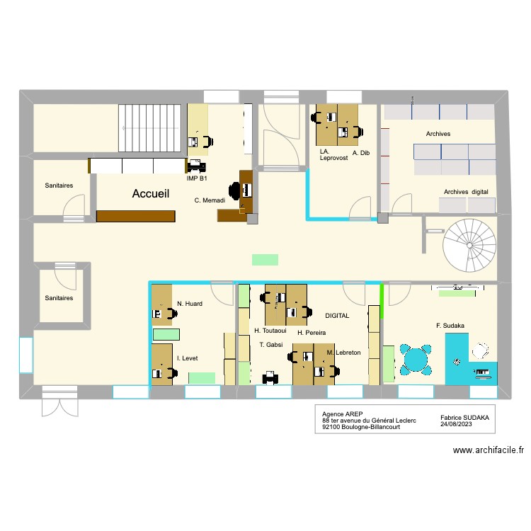 AREP RDC sans cote Zone B 2208-2023. Plan de 5 pièces et 186 m2