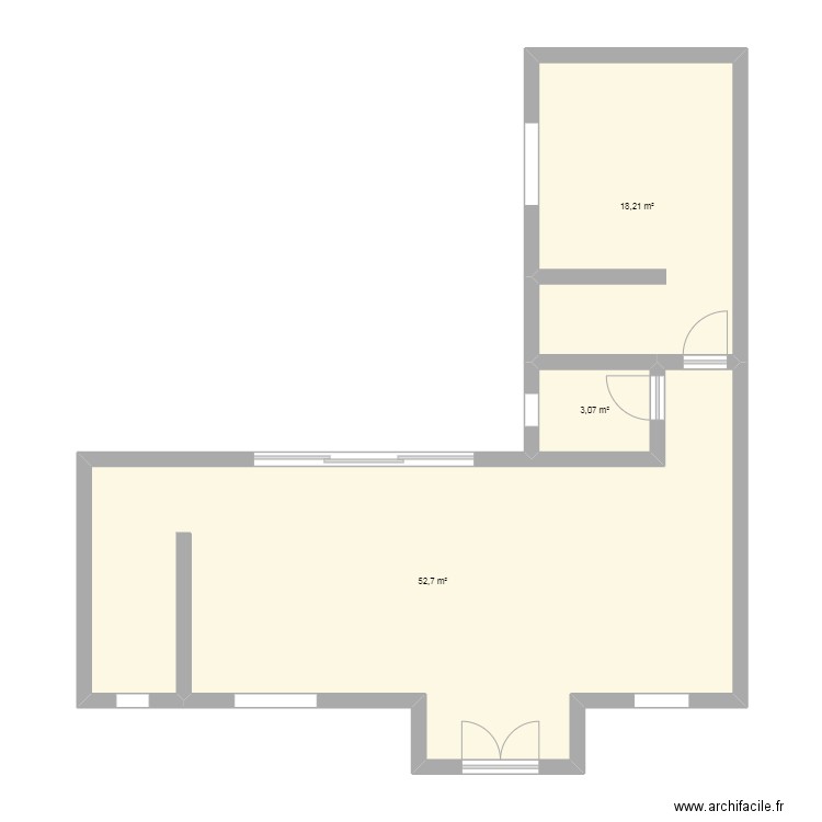 plano 1 maxi fla. Plan de 3 pièces et 74 m2