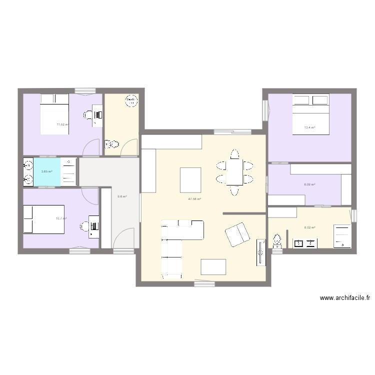 Christelle 1. Plan de 8 pièces et 113 m2