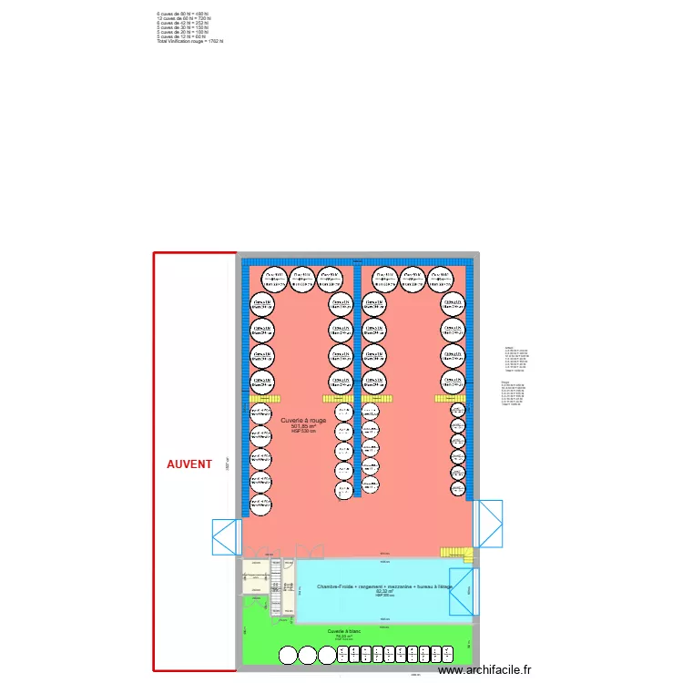 Cuverie Auvonne Rouge Emplacement central AUVENT SUD. Plan de 