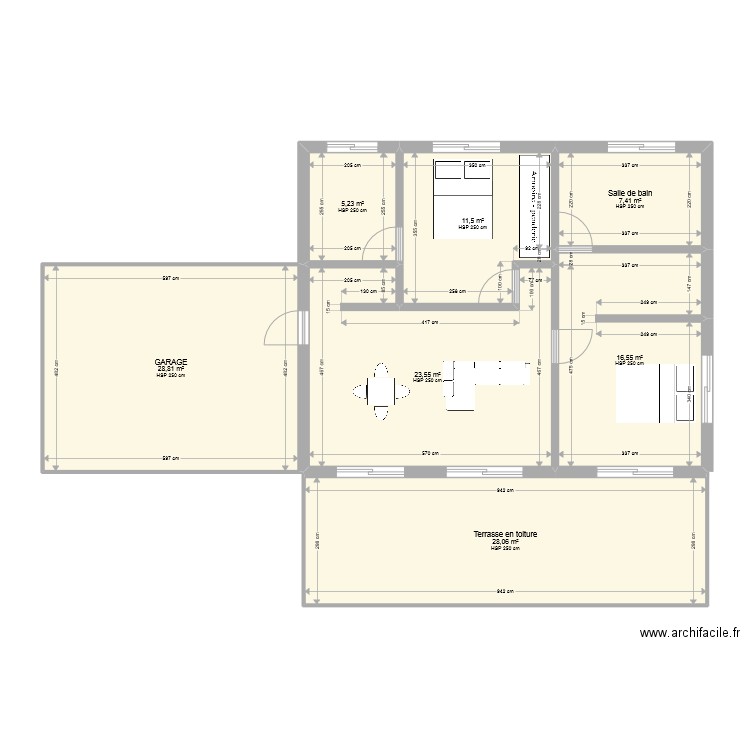 Plan Maison Océane. Plan de 7 pièces et 121 m2