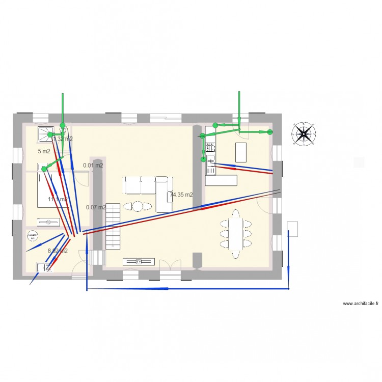 RDC Plomberie. Plan de 0 pièce et 0 m2