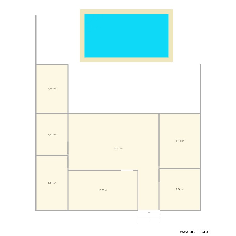 extension. Plan de 7 pièces et 87 m2