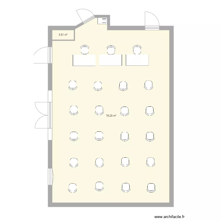 Salle de r&eacute;union si&egrave;ge 20 mai 2020 23 places. Plan de 
