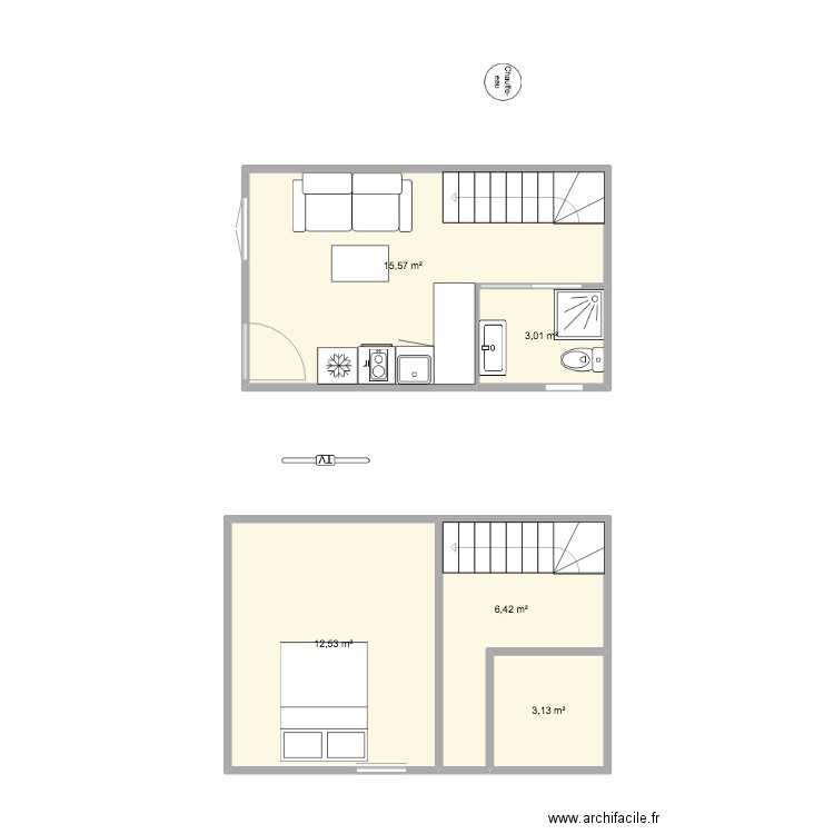 appartement  V3. Plan de 12 pièces et 89 m2