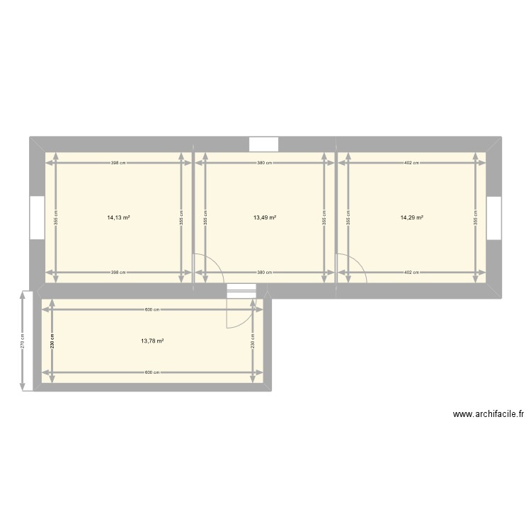 Plan étage cotations 2. Plan de 4 pièces et 56 m2
