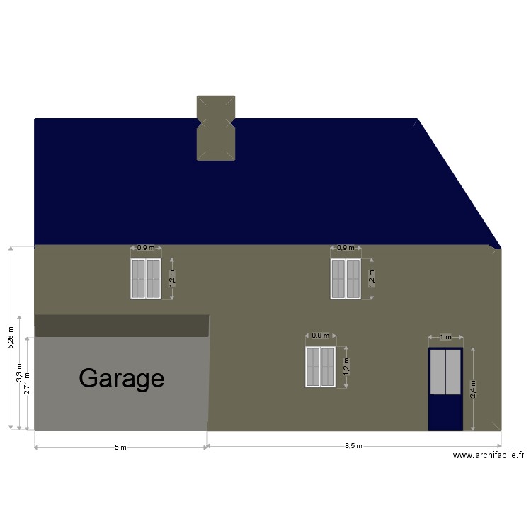 plan maison avant extension 3. Plan de 5 pièces et 101 m2