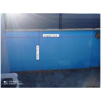 Photo du mur bleu de la terrasse