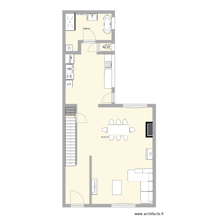 Maison Hazebrouck. Plan de 3 pièces et 82 m2