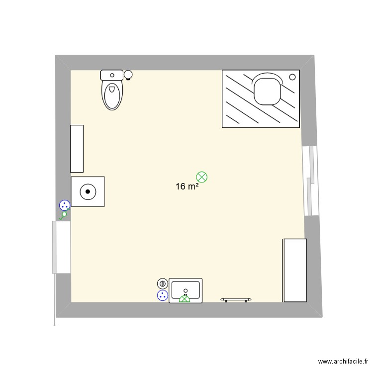 plan CCF. Plan de 1 pièce et 16 m2
