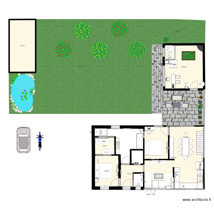 32 bis fini. Plan de 5 pièces et 103 m2