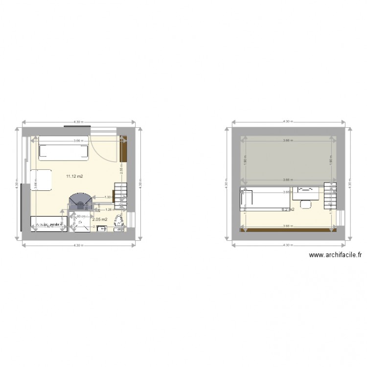 2 niveaux 430 ado Est totale. Plan de 0 pièce et 0 m2