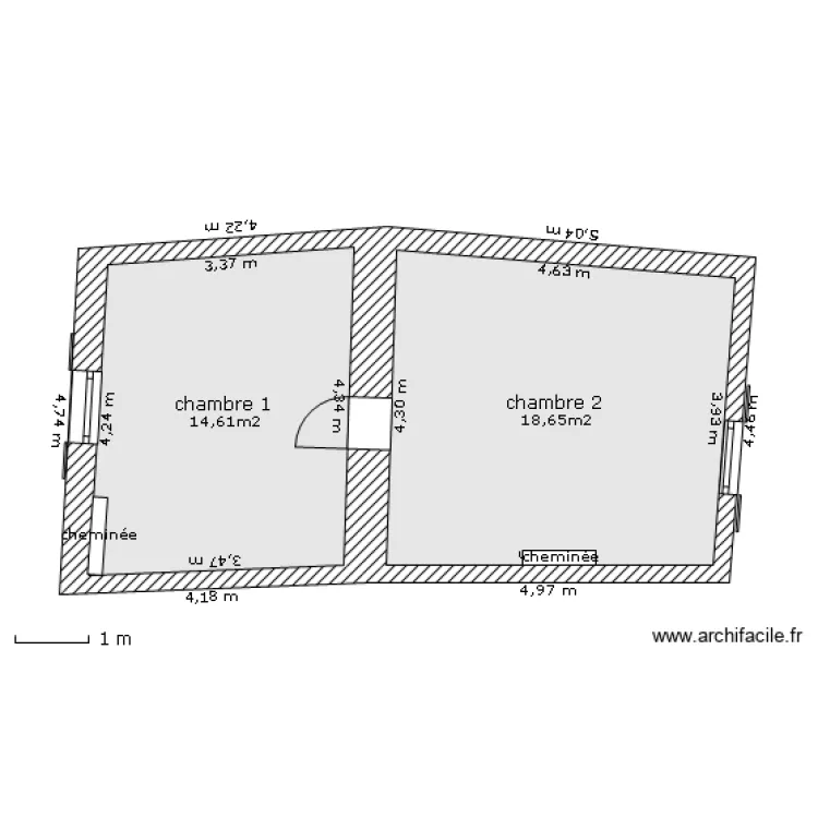 chambres 1-2. Plan de 
