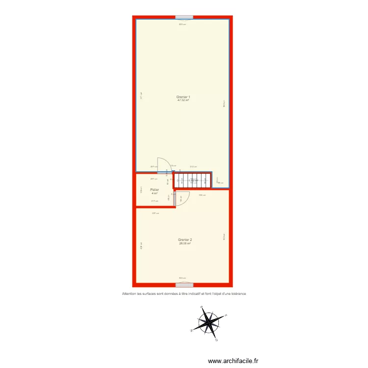 BI 4058 grenier c&ocirc;t&eacute;. Plan de 