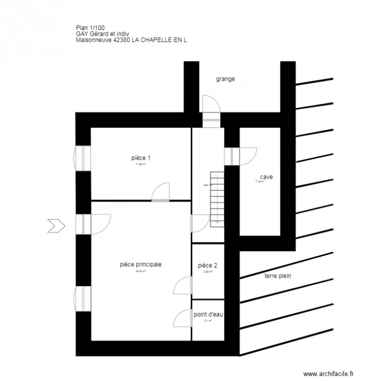 plan GAY La Chapelle en L. Plan de 0 pièce et 0 m2
