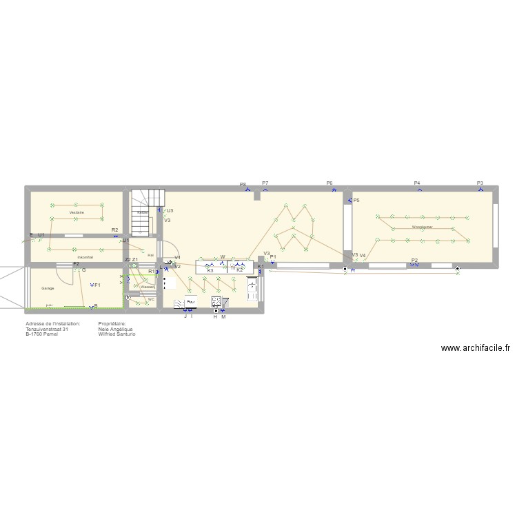 POSITION. Plan de 9 pièces et 91 m2