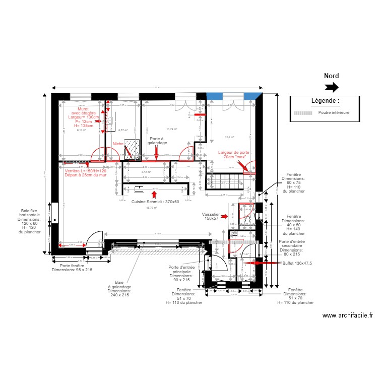 PLAN RDC vierge. Plan de 0 pièce et 0 m2