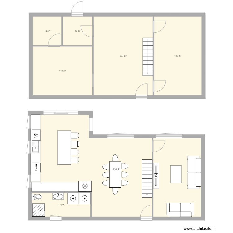 Maison IdM Plan3. Plan de 7 pièces et 129 m2