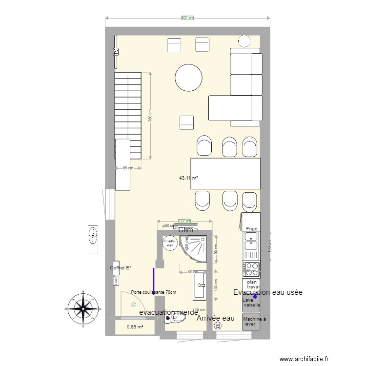 Maison 29 Erpion Amenagement Eric Ninane. Plan de 2 pièces et 44 m2