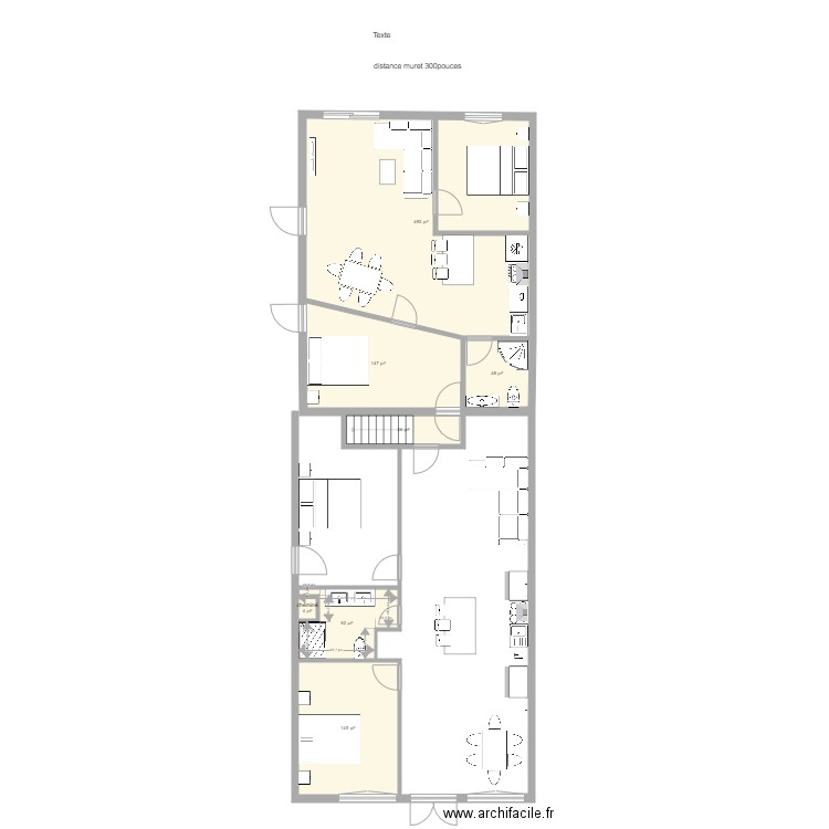 240  plan rdc. Plan de 7 pièces et 87 m2