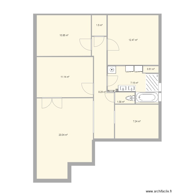 Plan eastman idée 1 sdb et toilettes caro. Plan de 0 pièce et 0 m2