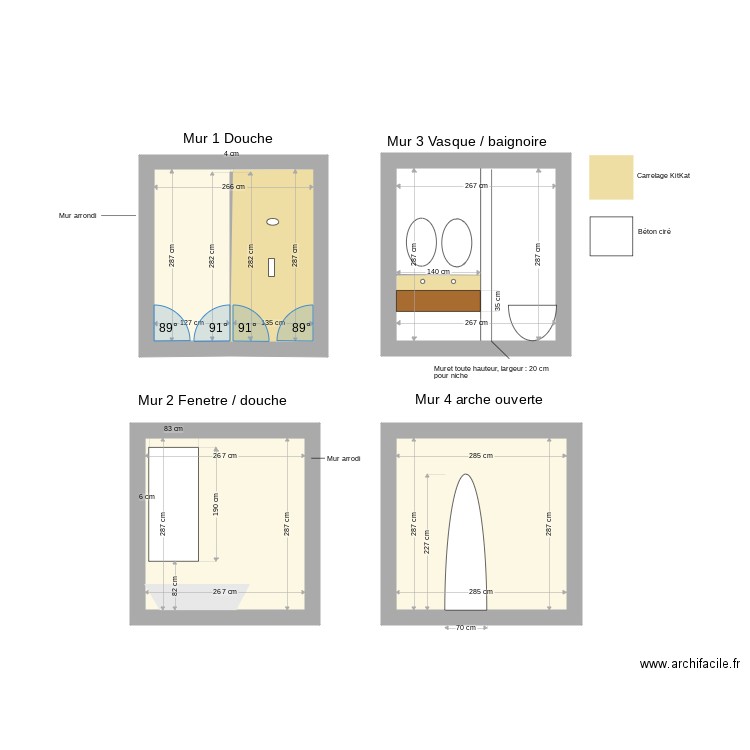 SDB Parentale Vue de face. Plan de 0 pièce et 0 m2