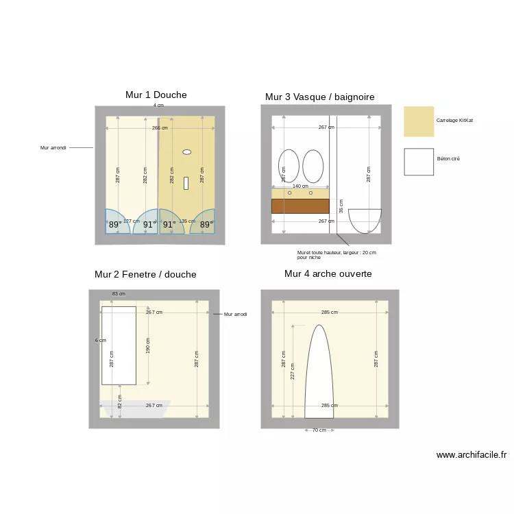 SDB Parentale Vue de face. Plan de 