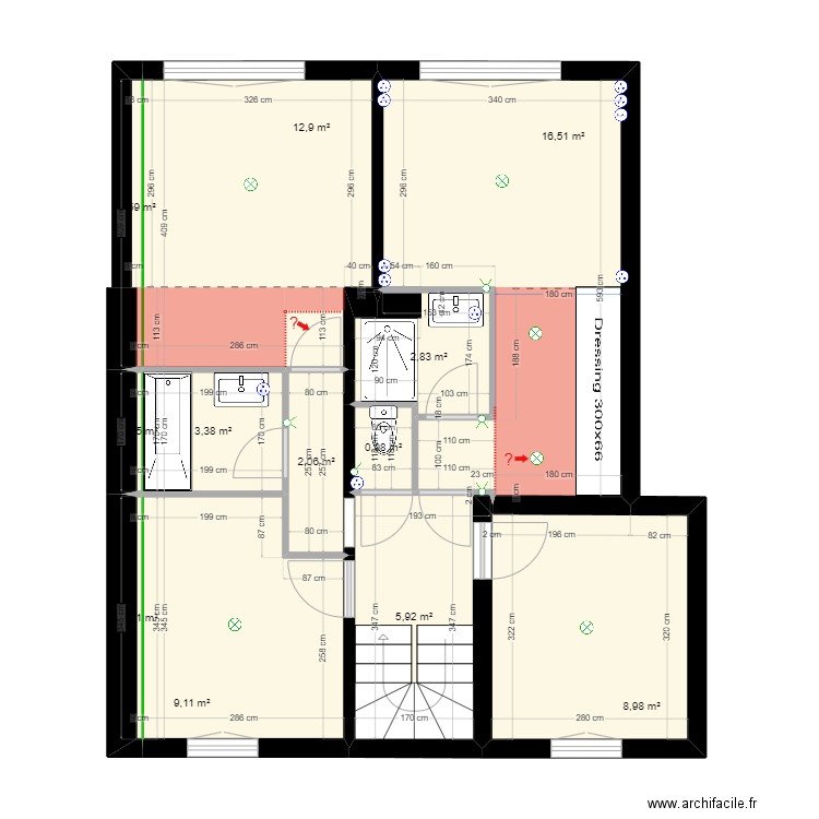 Etage 1 Cotes final. Plan de 12 pièces et 64 m2