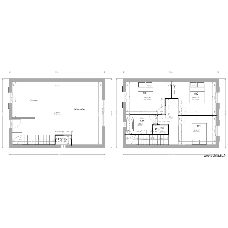 maison etage 96 49m2. Plan de maison etage 96 49m2. Plan de