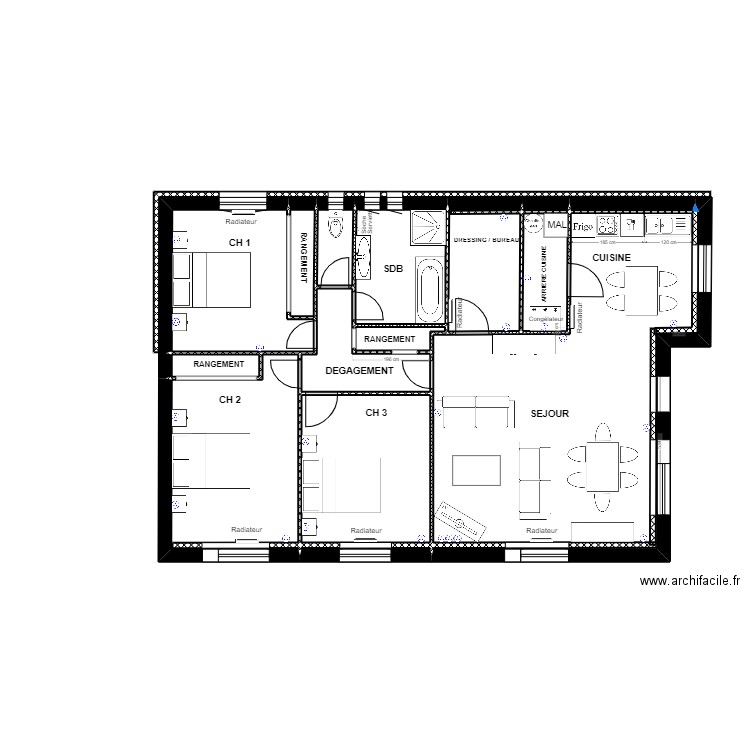 PLAN ETAGE. Plan de 15 pièces et 101 m2