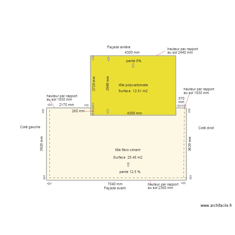 DP4 TOITURE ACTUELLE .... Plan de 2 pièces et 37 m2