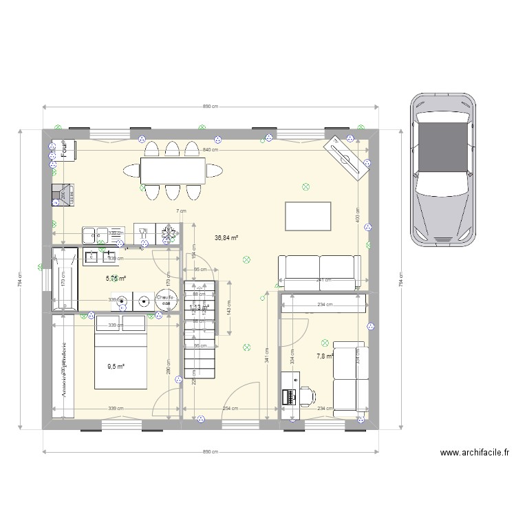 2022 09 16 Plan RDC 2. Plan de 5 pièces et 61 m2