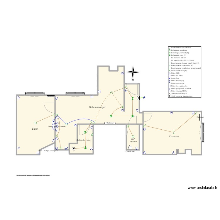 Appartement. Plan de 5 pièces et 49 m2