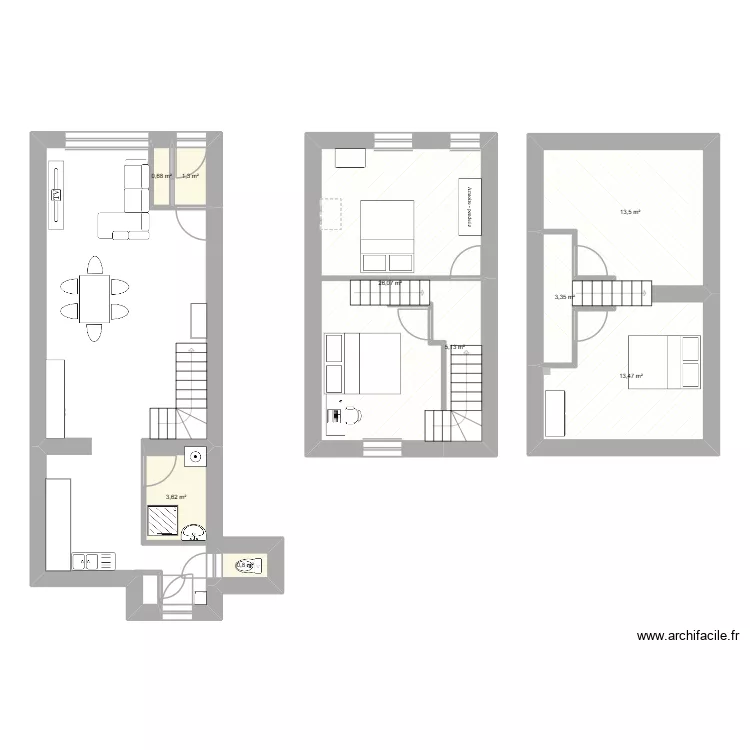 Maison14_. Plan de 9  et 68 m²