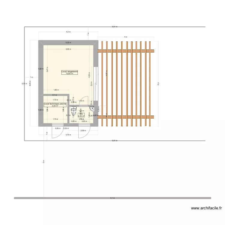 plan local technique avec pergola. Plan de 