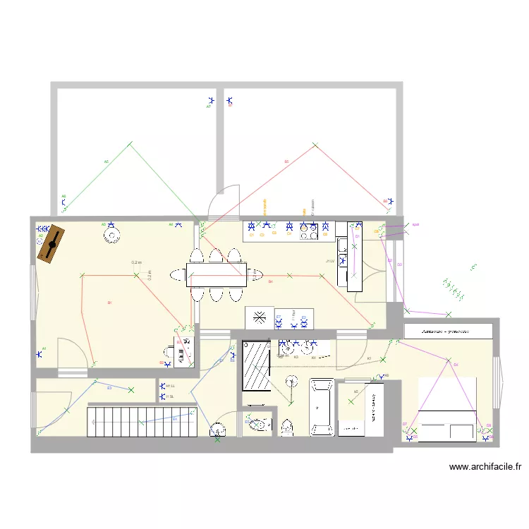 &eacute;lec avec cablage. Plan de 