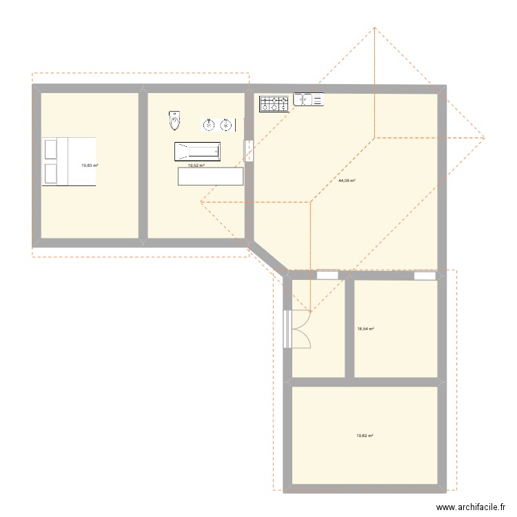 MAISON AUTO. Plan de 5 pièces et 121 m2